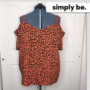 🌵Simply Be Orange Leopard Cold Shoulder Top